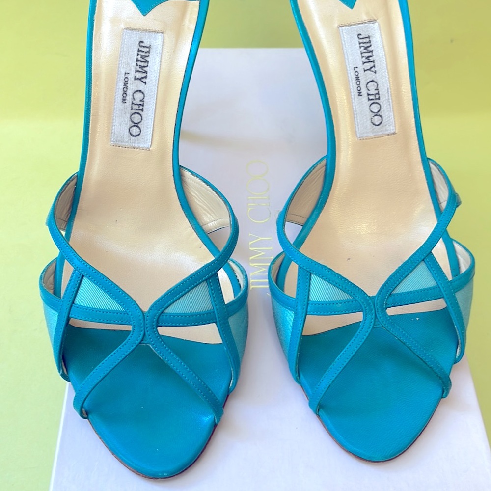 Jimmy Choo Turquoise Strappy High Heel Sandals